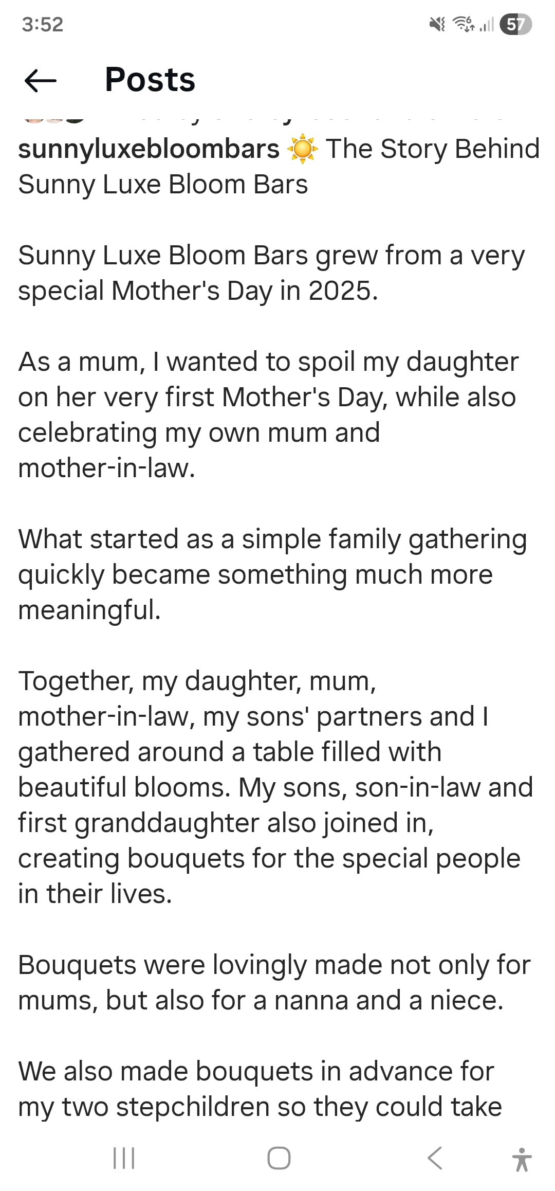 Mother's Day bloom bar gathering 2025